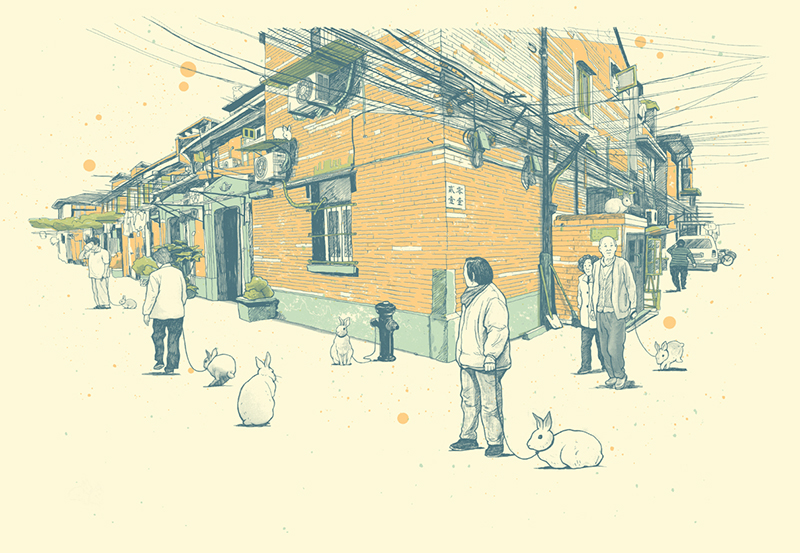 Rabbit_Year_In_Shanghai_ScreenPrint_爱豆笔此上海兔年丝网版画